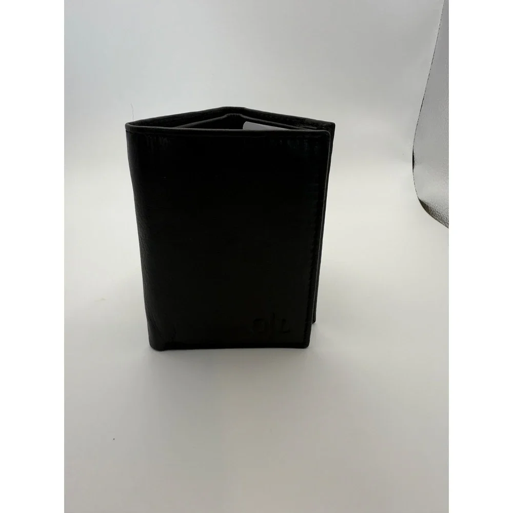 Men's Black RFID Leather Trifold Wallet ID Window Credit Card Holder Genuine Lea